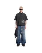Unisex Distressed Plaid Boxy Shirt
