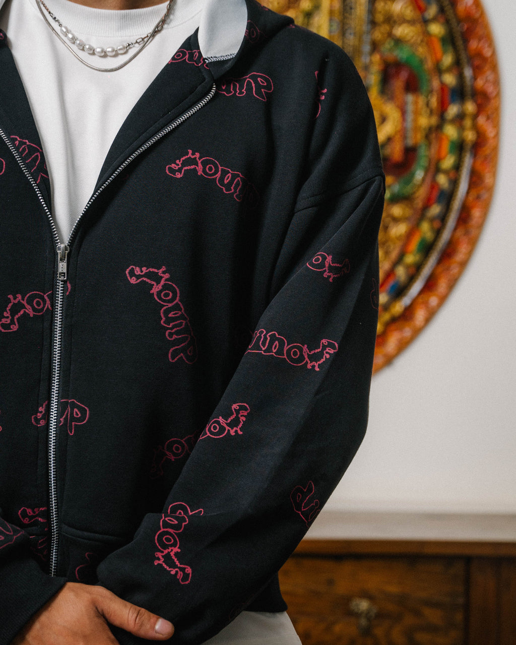 DINO DOODLE ZIPUP HOODIE