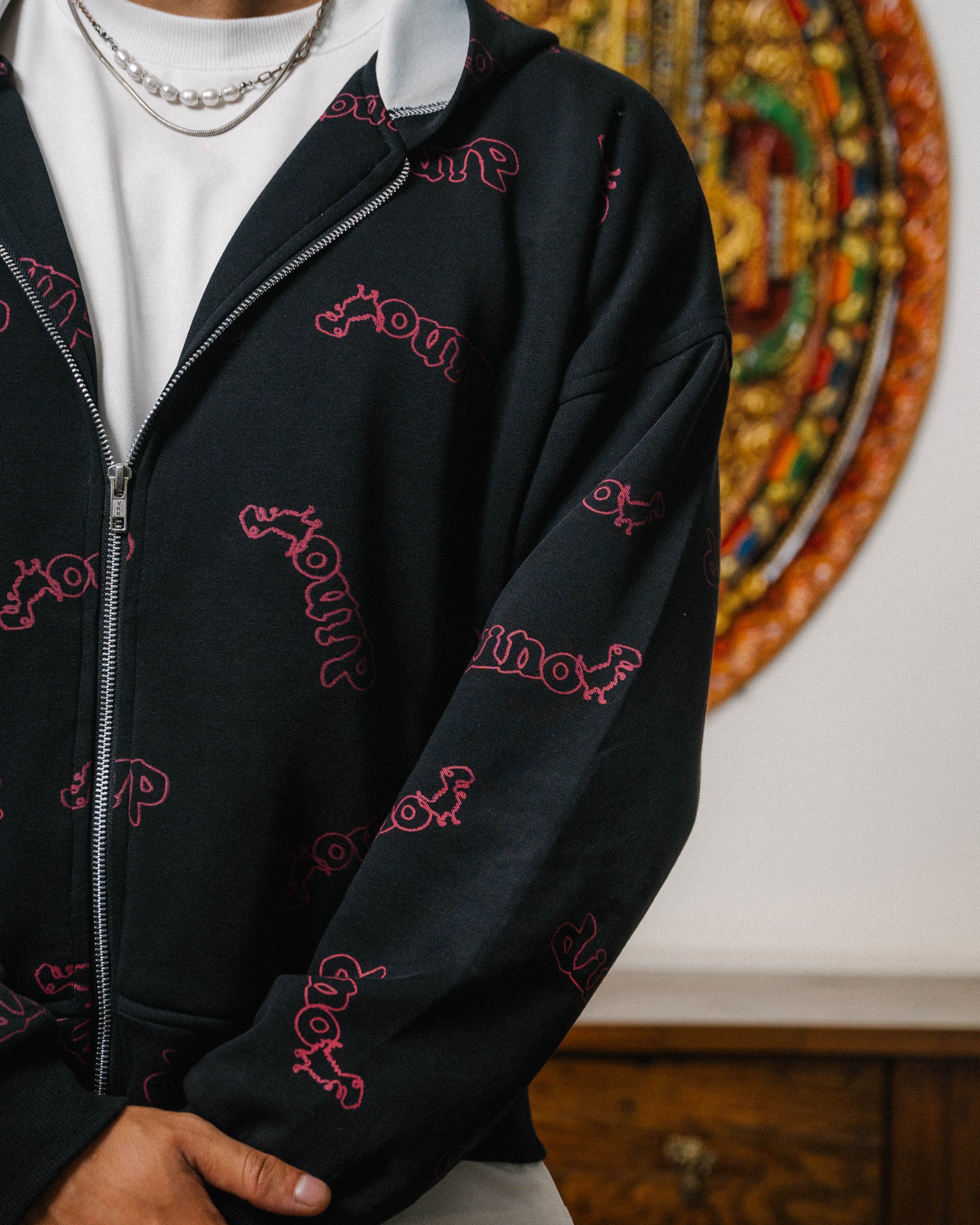 DINO DOODLE ZIPUP HOODIE