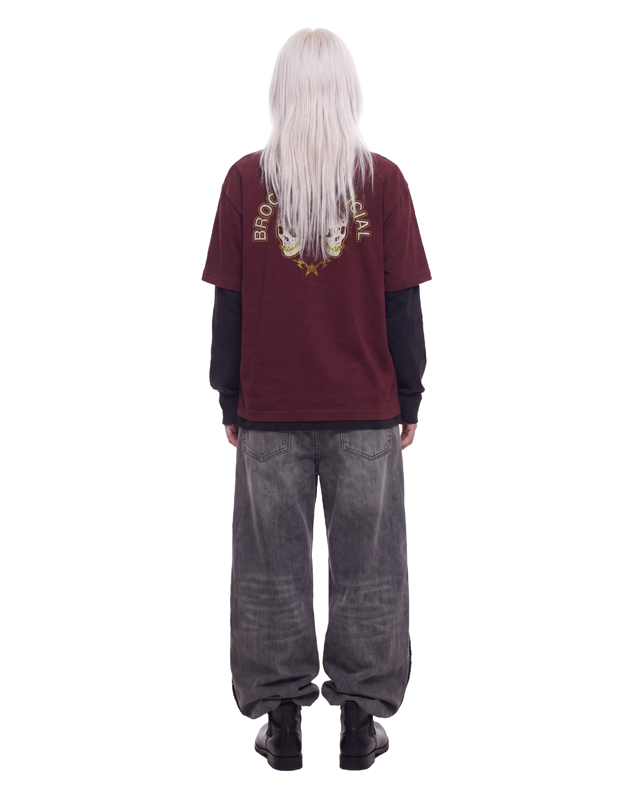 TWIN SKULL LAYERED TEE