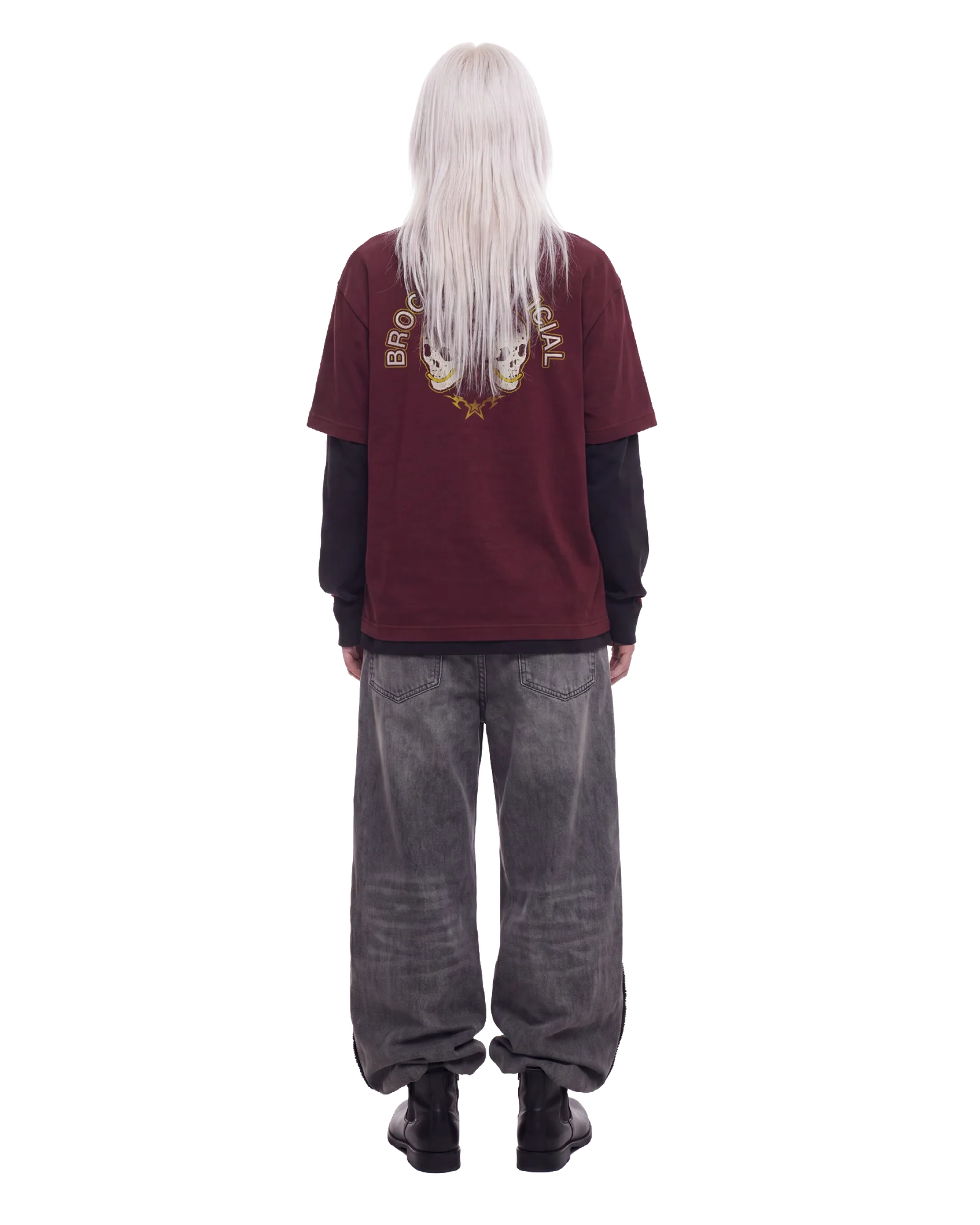TWIN SKULL LAYERED TEE
