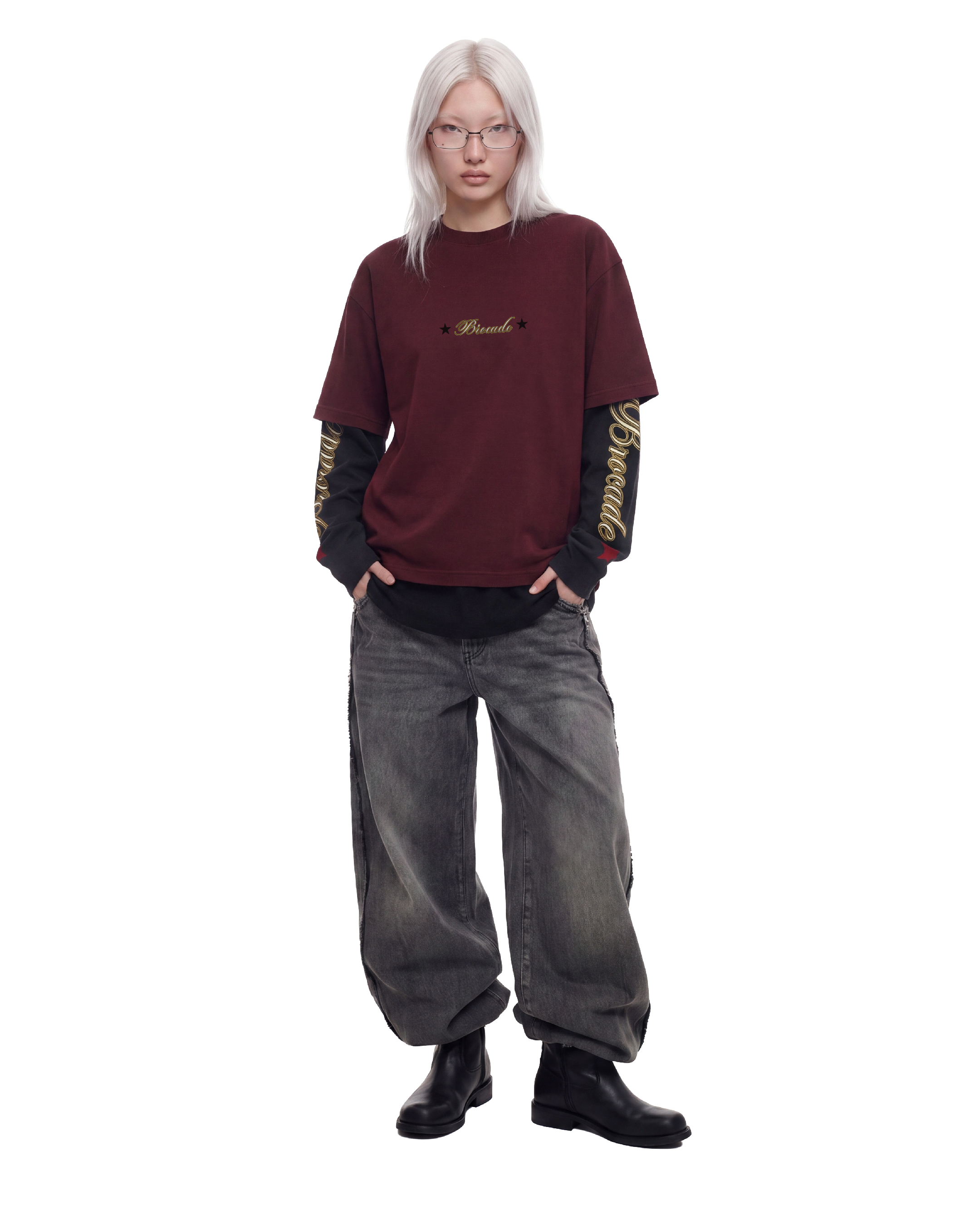 TWIN SKULL LAYERED TEE