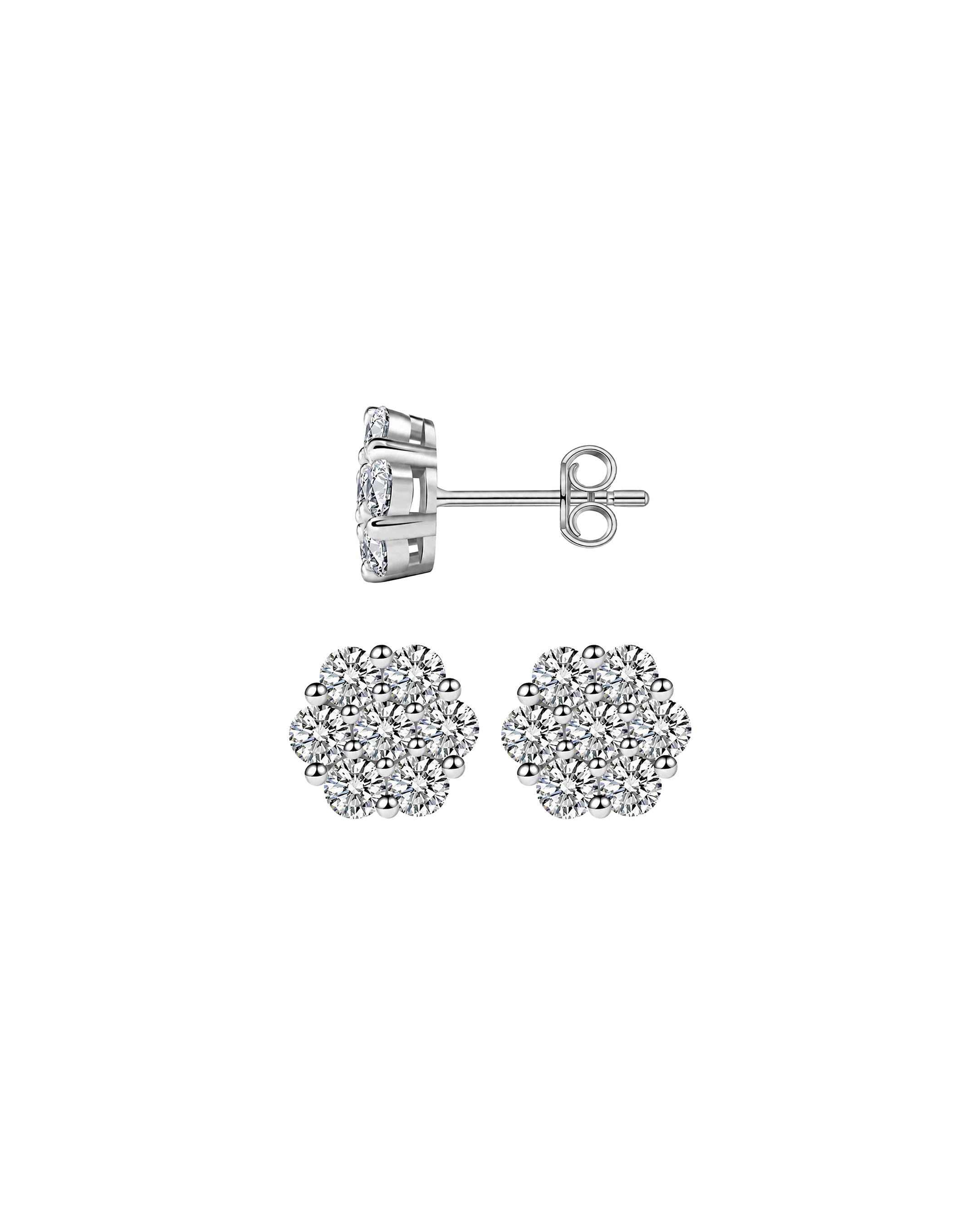 BROCADE ICYBLOOM FLORAL SHINE STUD EARRINGS
