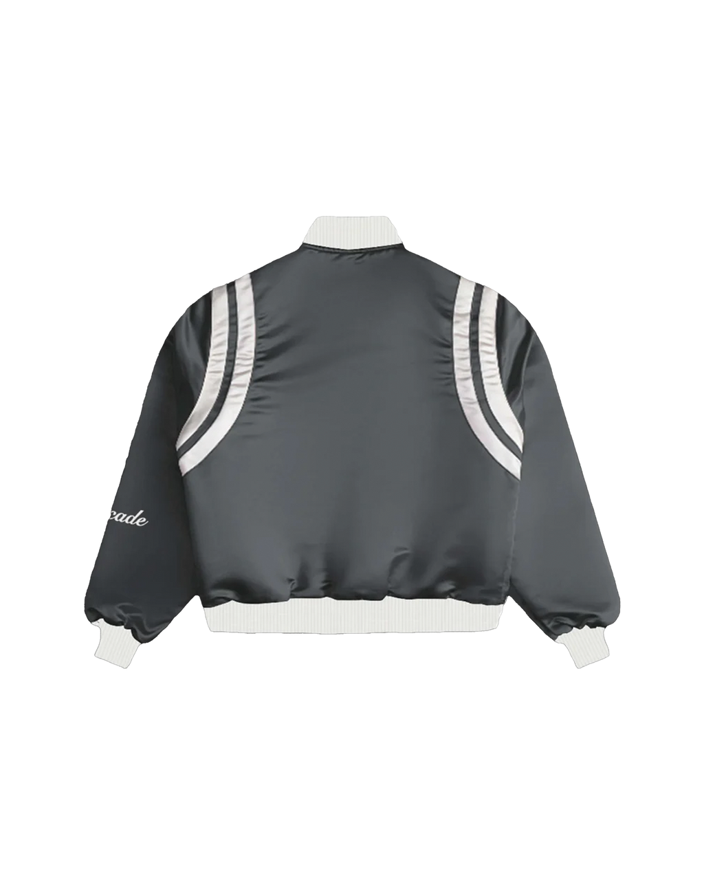 SATIN GREY BOMBER JACKET