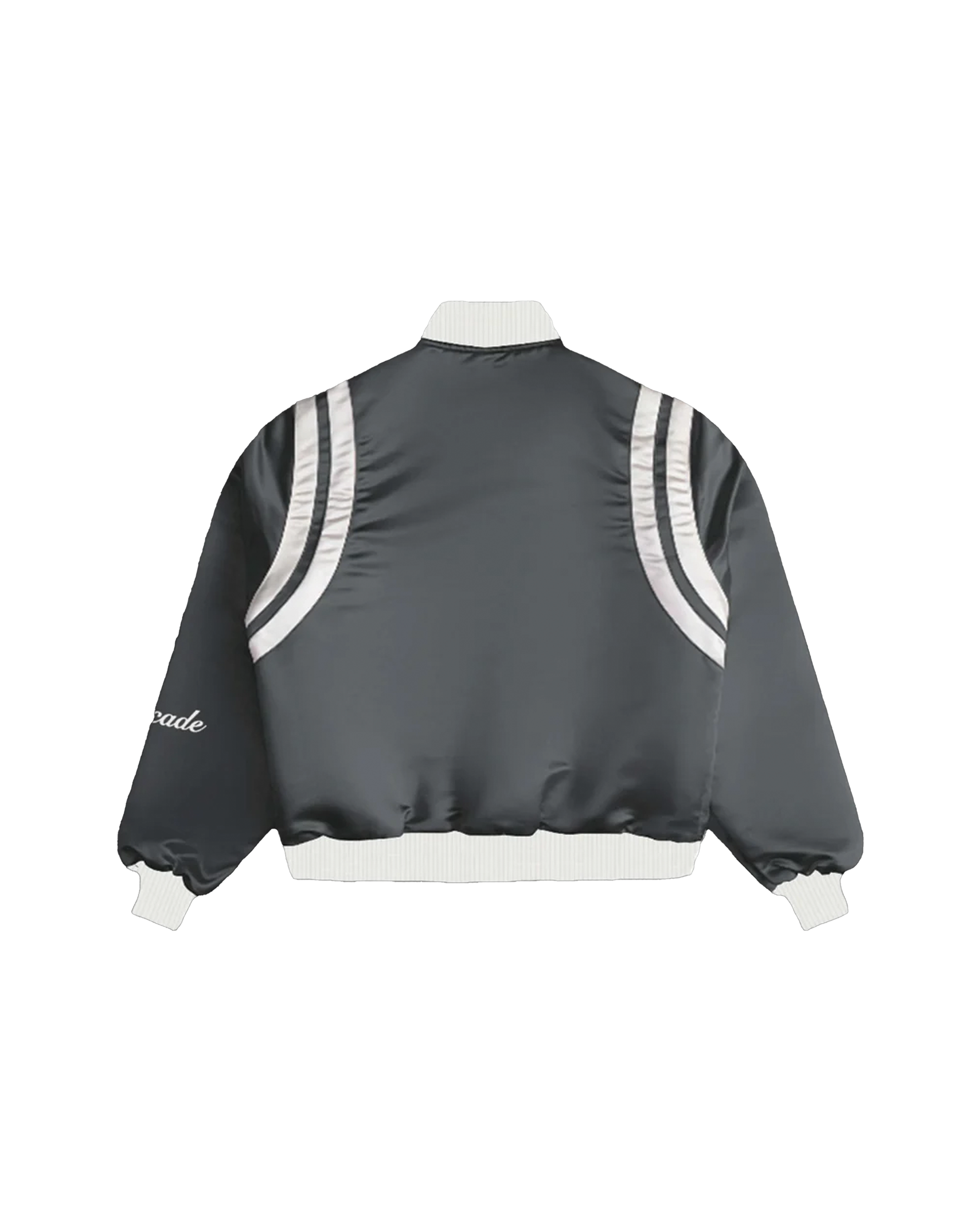 SATIN GREY BOMBER JACKET