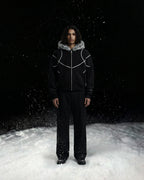 Brocade Faux Fur Hoodie Zipup
