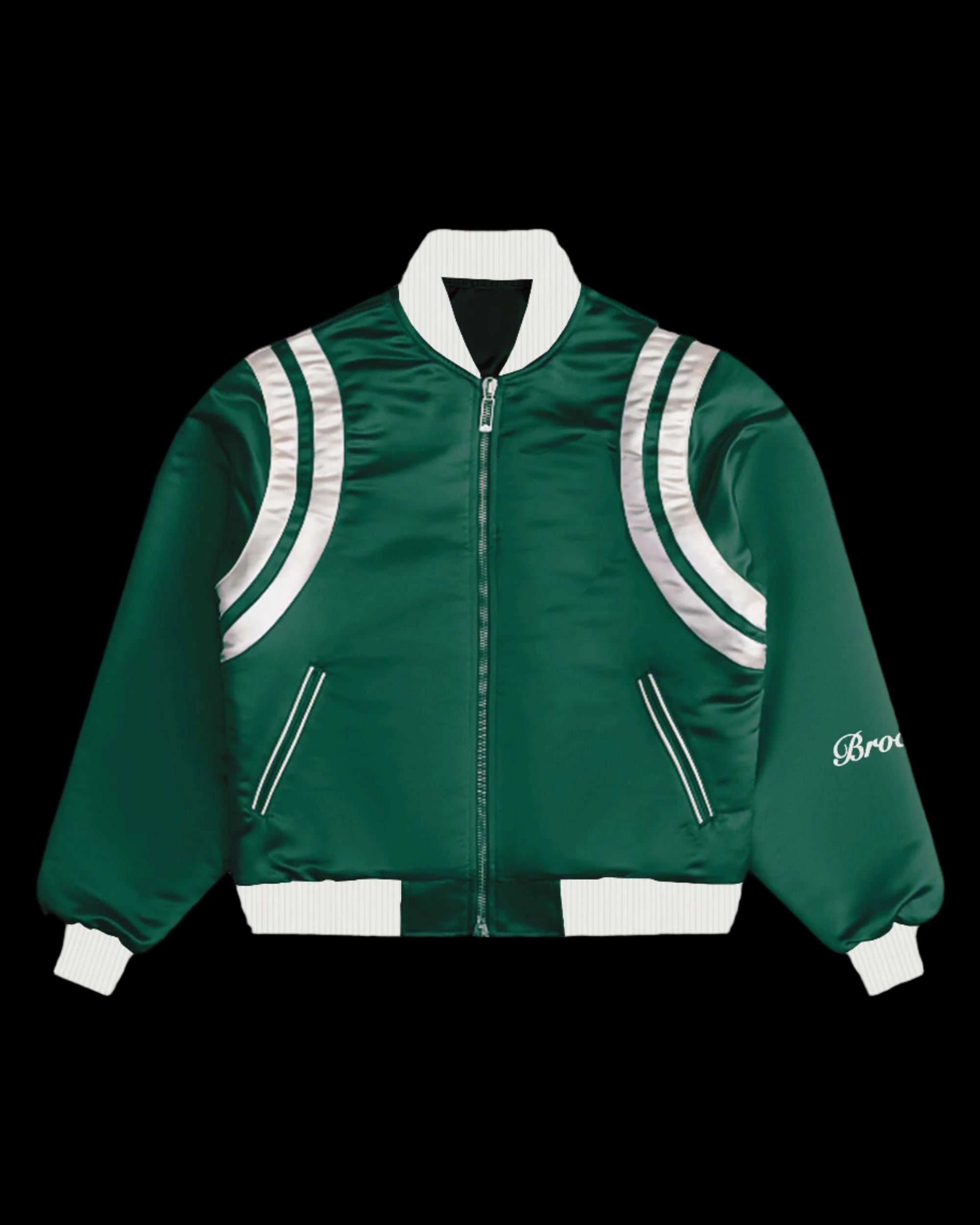 SATIN GREEN BOMBER JACKET
