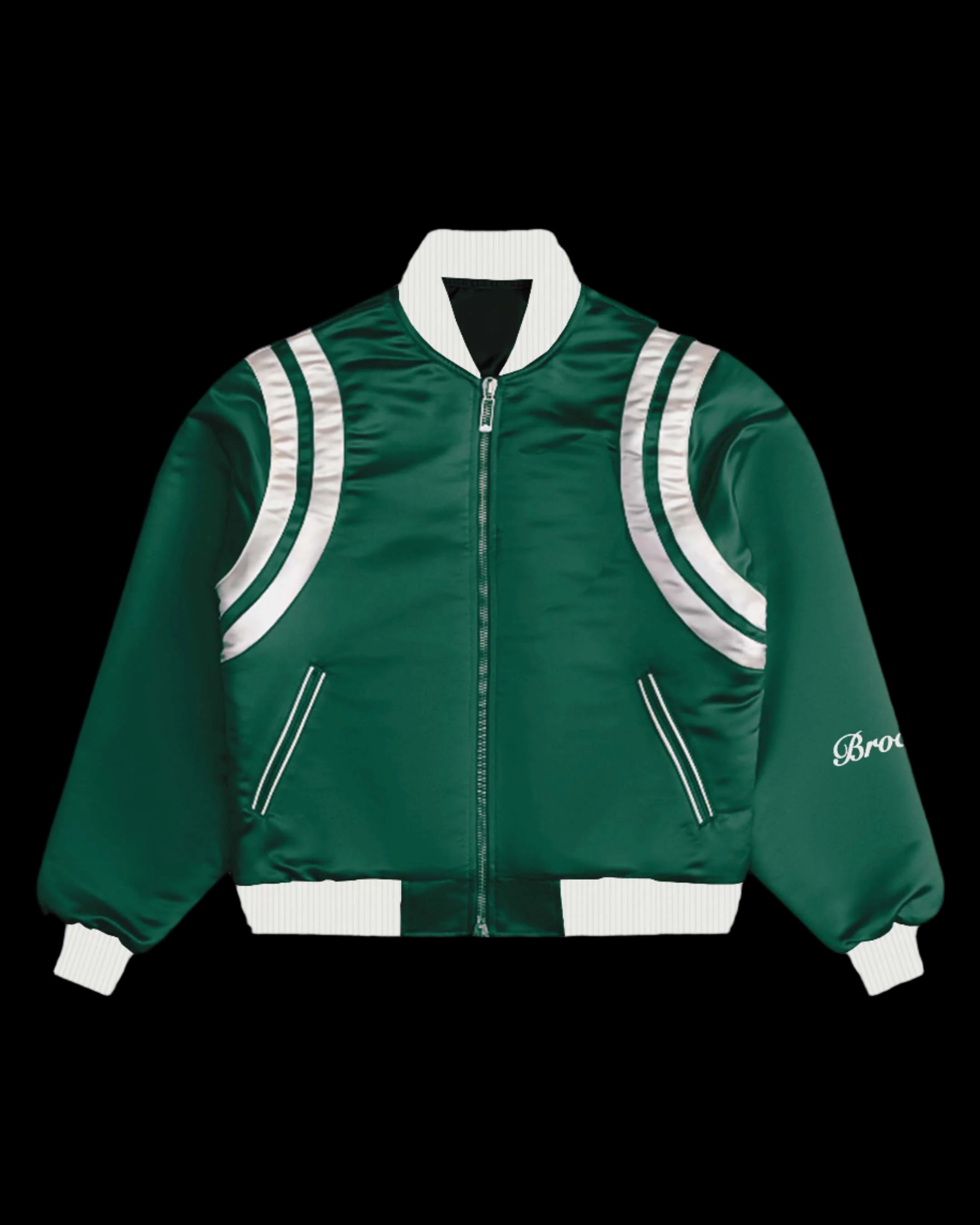 SATIN GREEN BOMBER JACKET