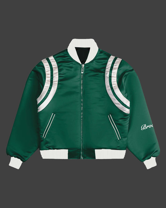 SATIN GREEN BOMBER JACKET