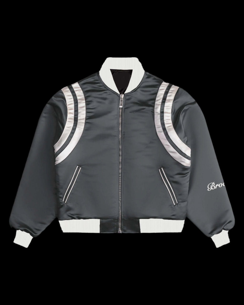 SATIN GREY BOMBER JACKET