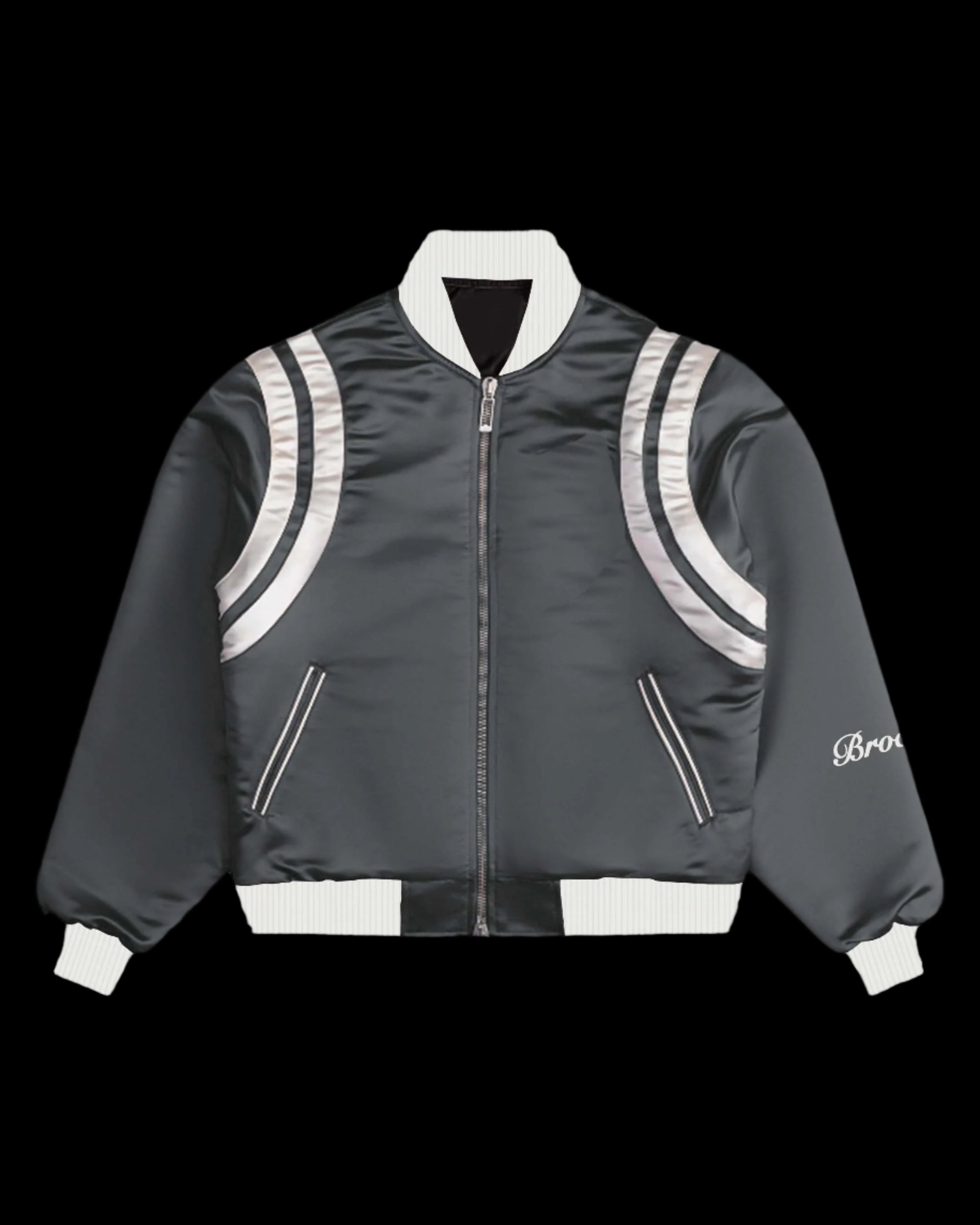 SATIN GREY BOMBER JACKET