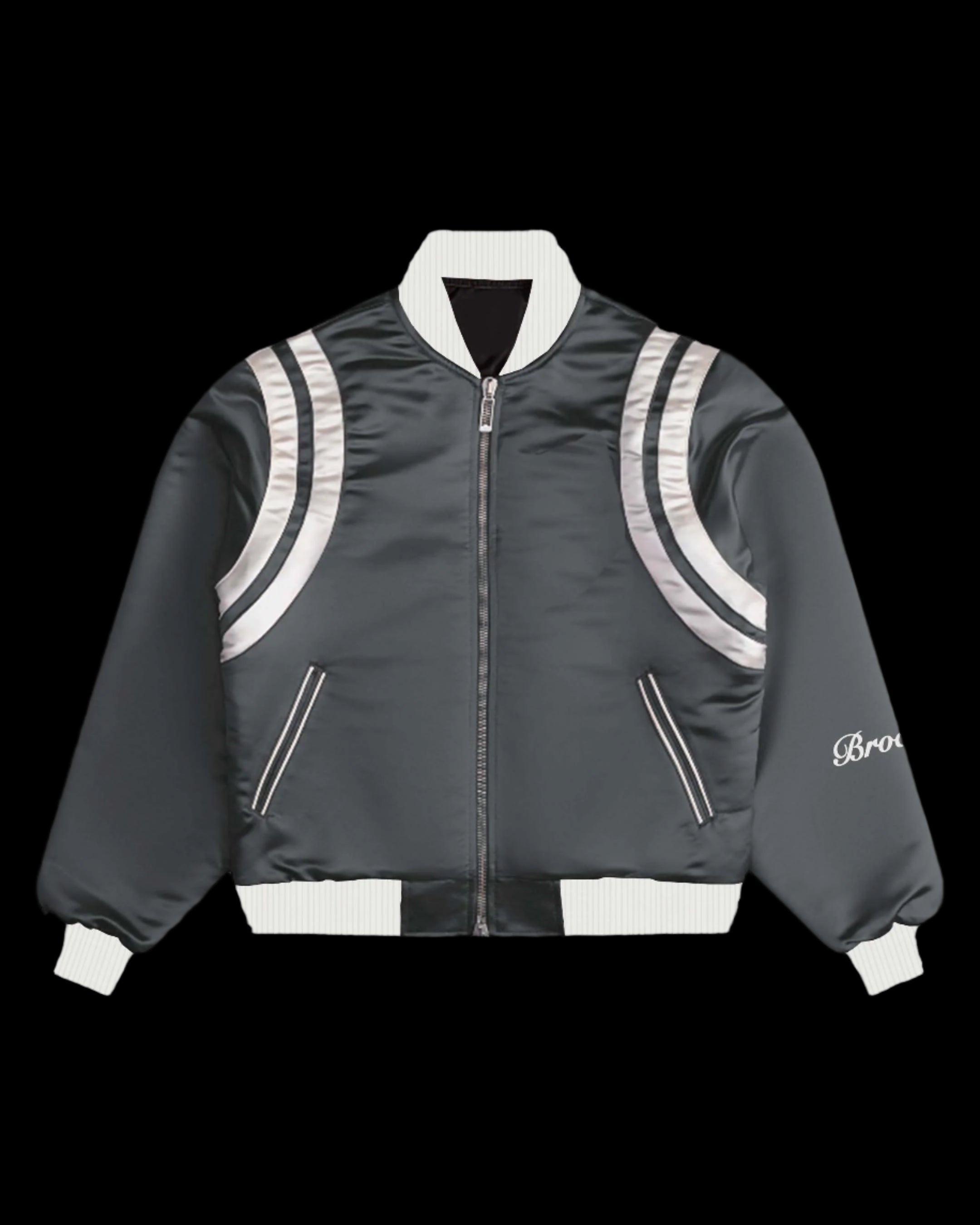 SATIN GREY BOMBER JACKET