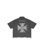 Unisex Distressed Plaid Boxy Shirt