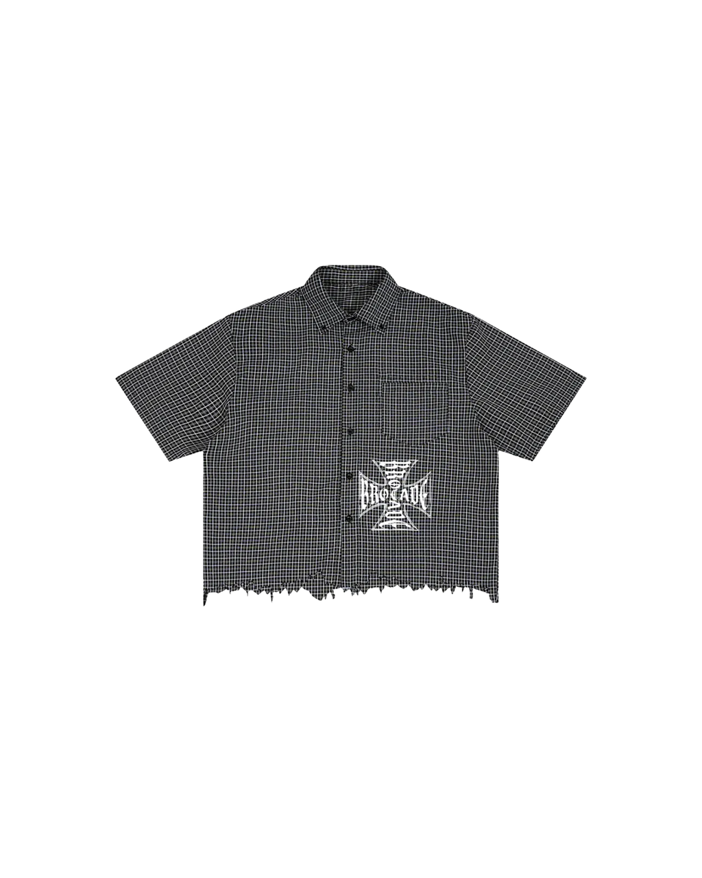 Unisex Distressed Plaid Boxy Shirt