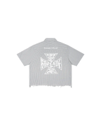 Unisex Distressed Plaid Boxy Shirt
