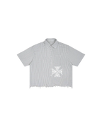 Unisex Distressed Plaid Boxy Shirt