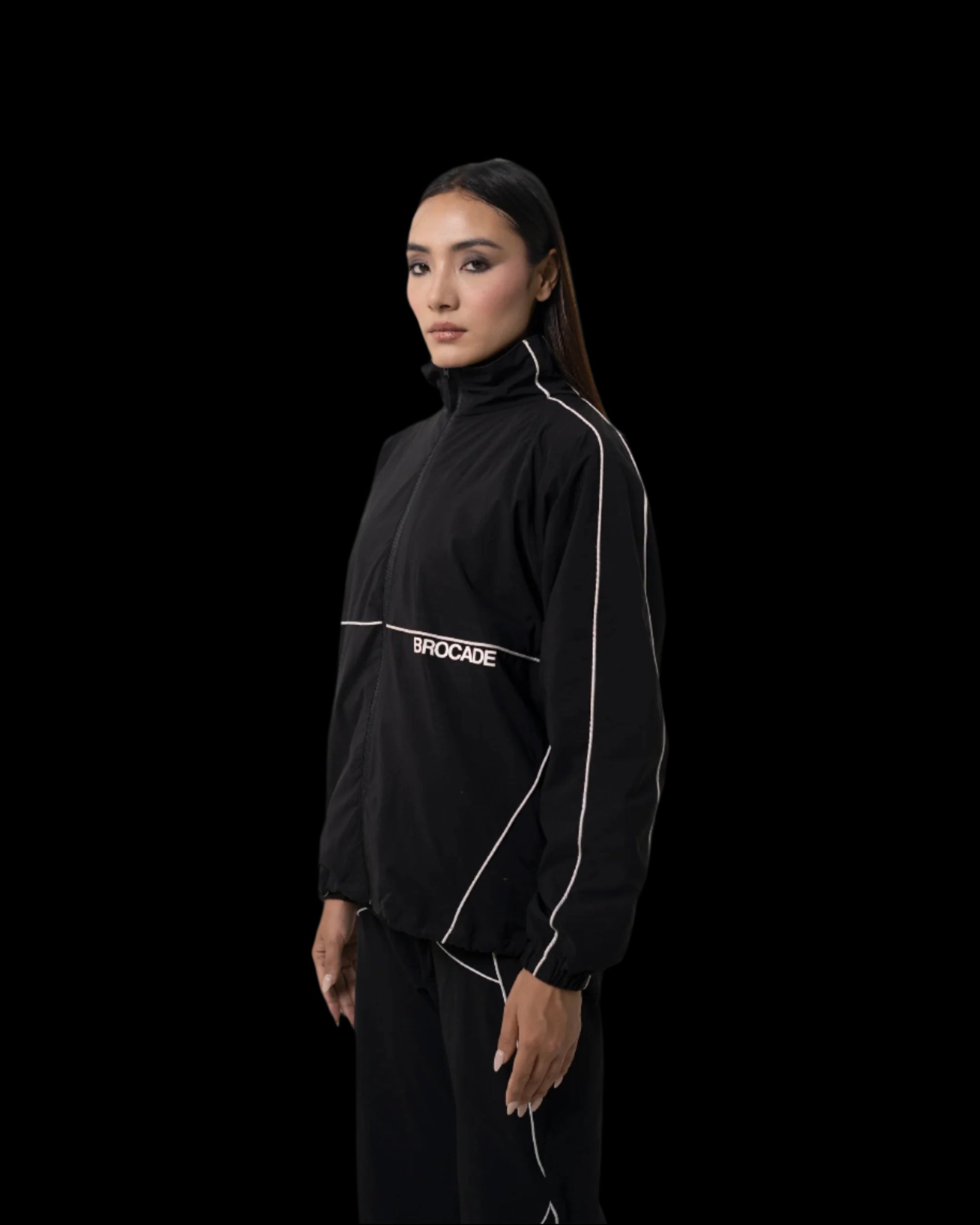 TRICOLOR PIPED ELEGANCE JACKET BLACK