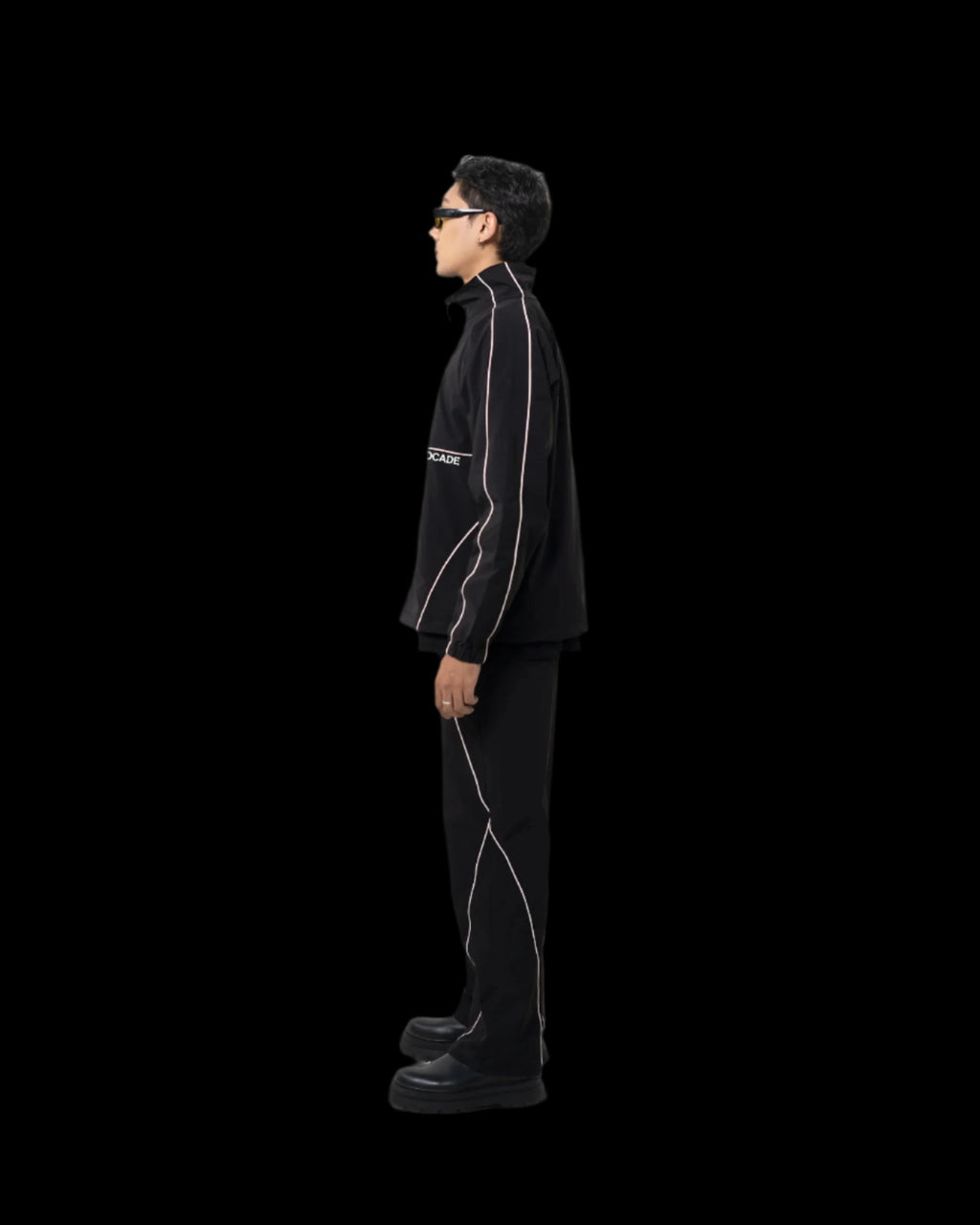 TRICOLOR PIPED ELEGANCE JACKET BLACK