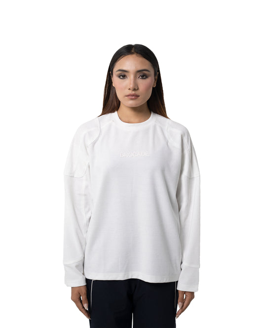 SEAMLINE SLEEVE SWEATSHIRT WHITE