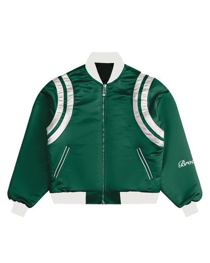 SATIN GREEN BOMBER JACKET