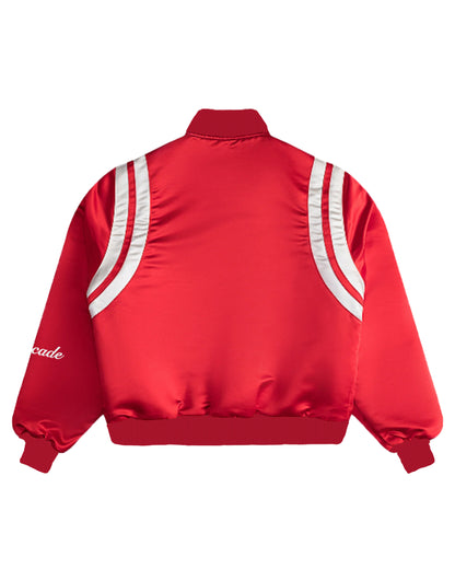 SATIN RED BOMBER JACKET