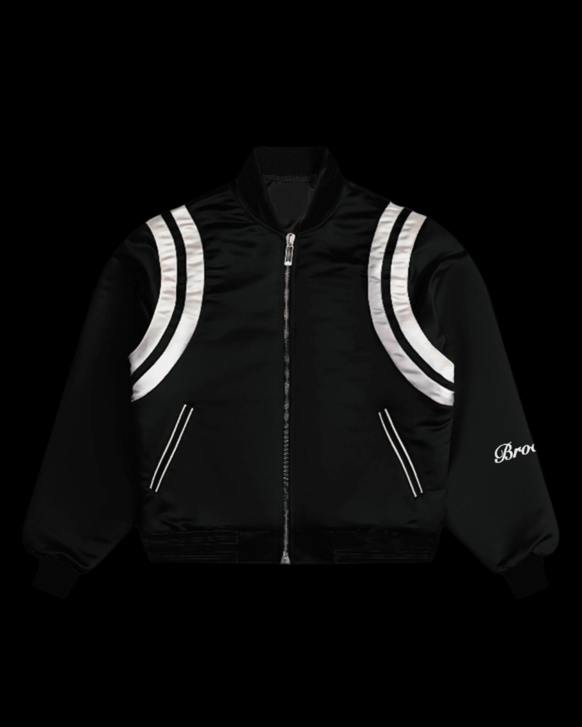 SATIN BLACK BOMBER JACKET