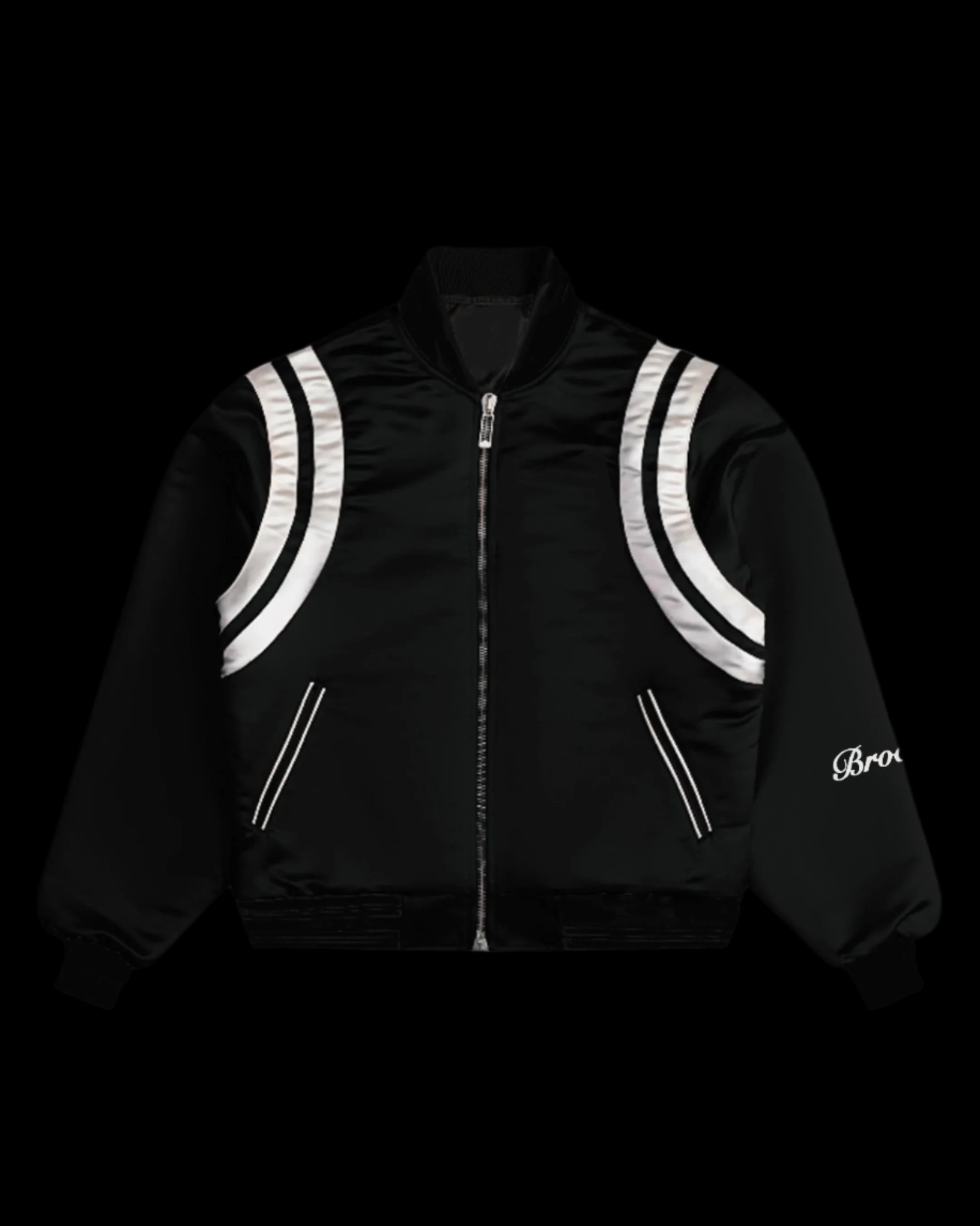 SATIN BLACK BOMBER JACKET