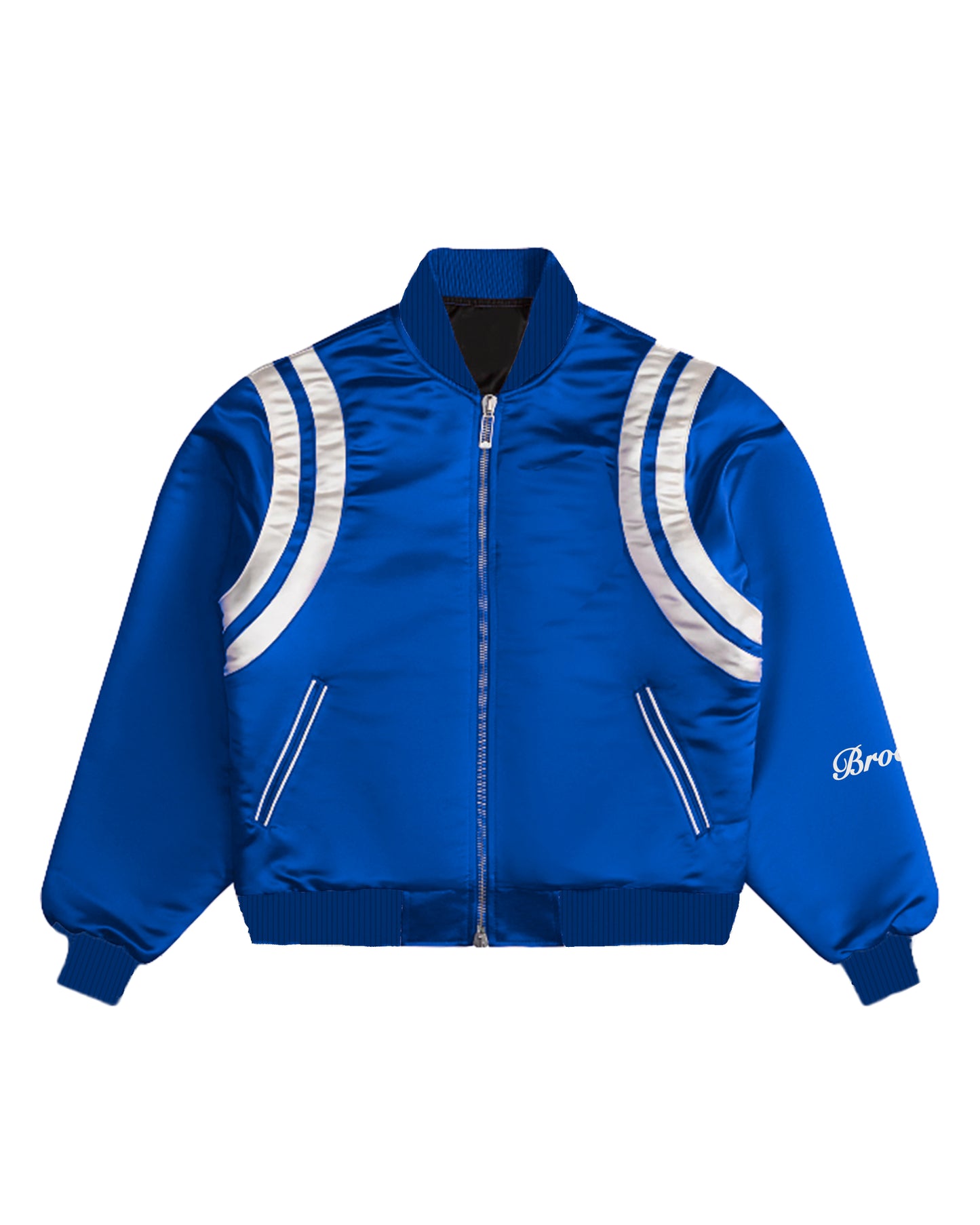 SATIN BLUE BOMBER JACKET