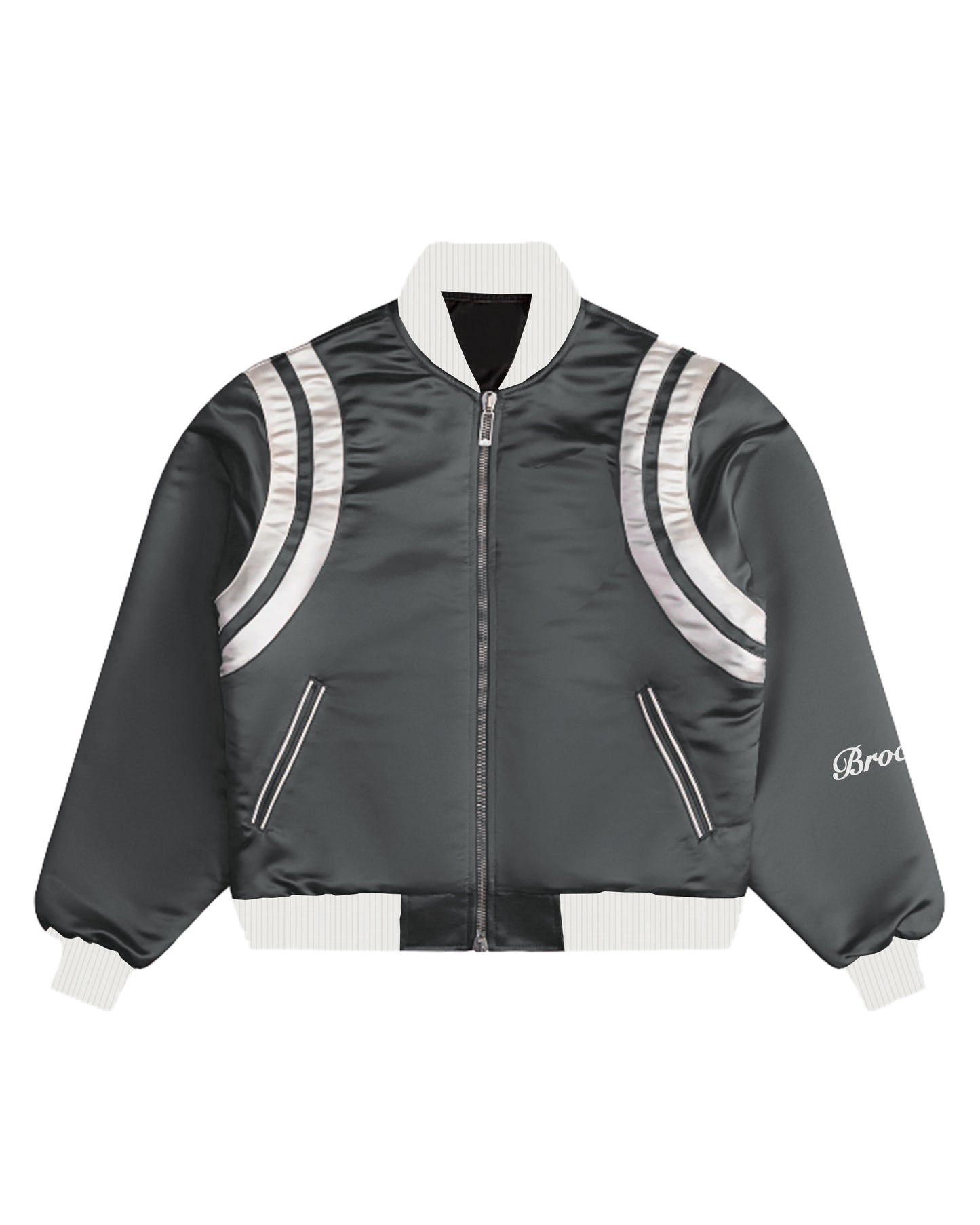 SATIN GREY BOMBER JACKET