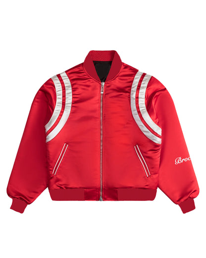 SATIN RED BOMBER JACKET